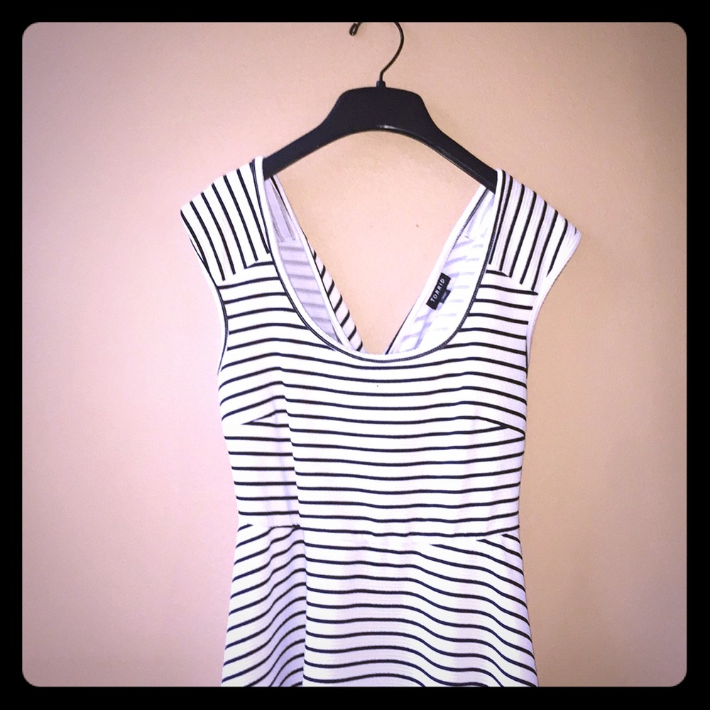 Black and white striped dress